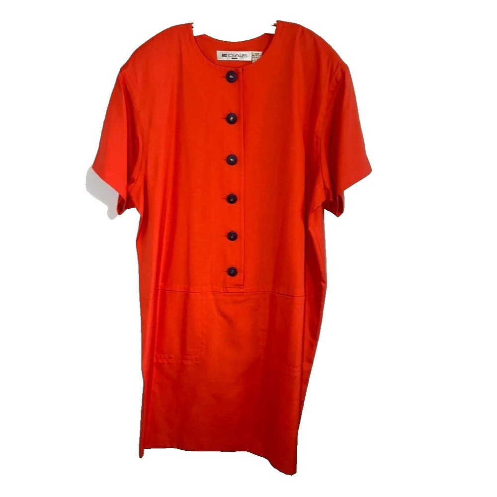 Vintage Colorful Dress Orange 22W Retro Mod Minimalist Lagen Classic Preppy 1970
